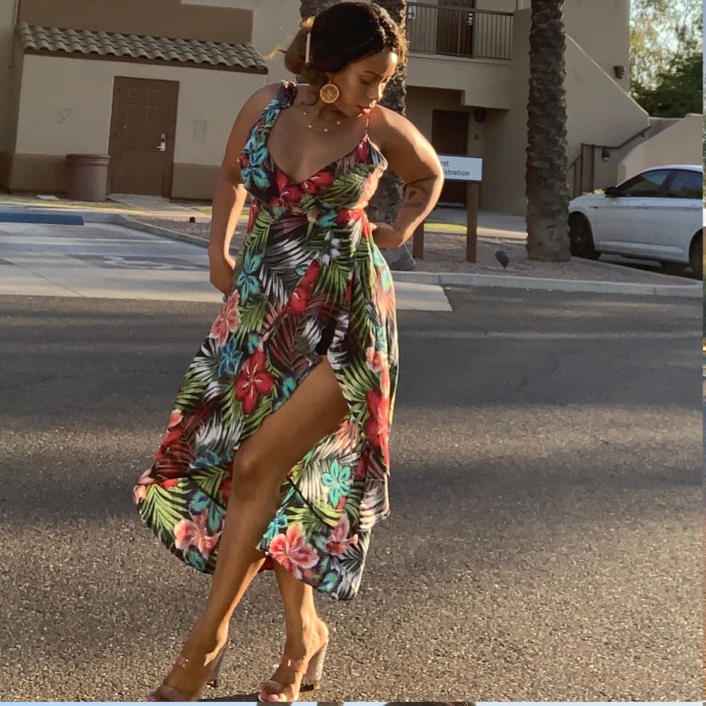 Floral asymmetrical wrap dress